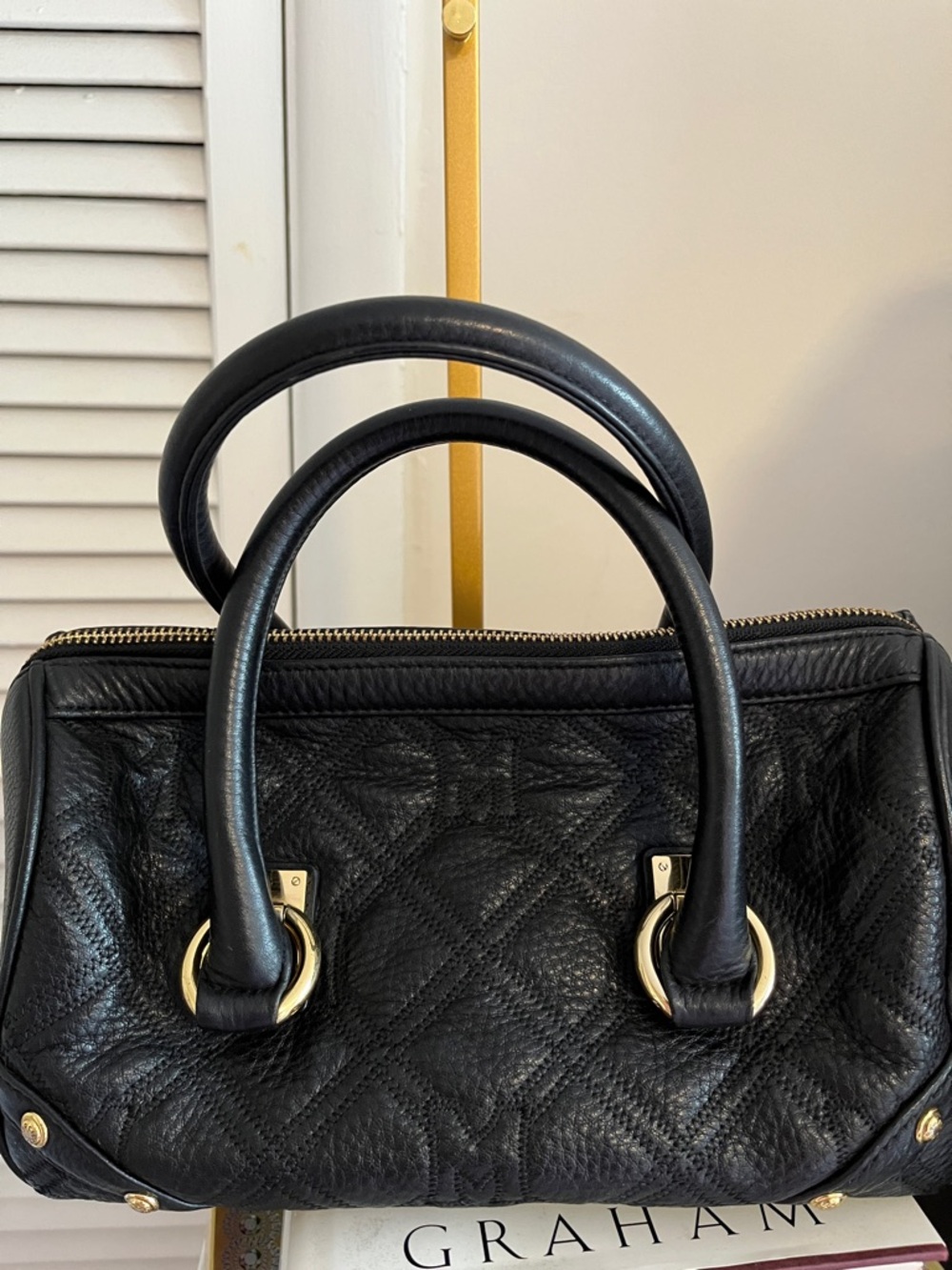 Metro City Black leather Boston bag